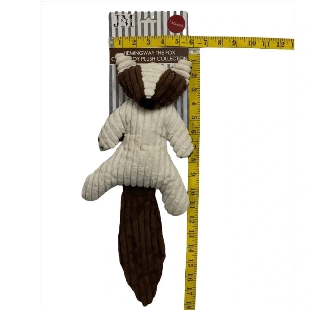 Plush Dog Toy Squeaky Crinkle Corduroy Hemingway the Fox Brown Tan 17 in